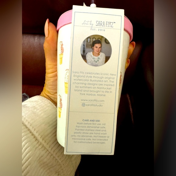 Insulated BPA FREE Tumbler with ice cream cone print! Super cute and brand new! - Picture 2 of 3